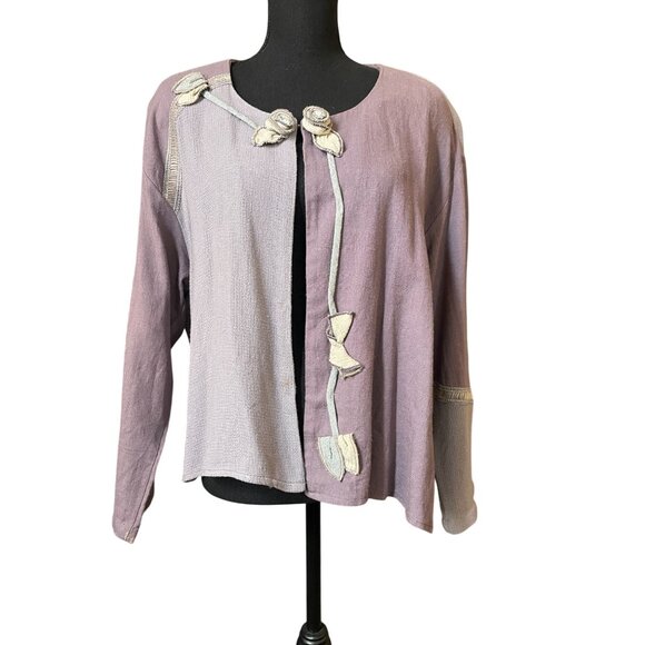 Vintage Spencer Alexis maxi dress & jacket rosette applique sz 12 USA lavender f - Picture 8 of 16